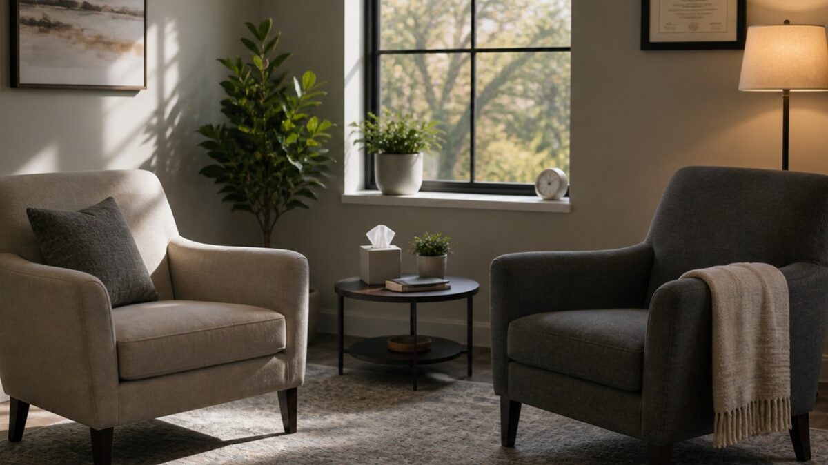 Therapist consultation room symbolizing family law clarity for Maryland clients