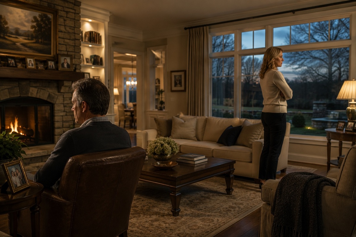 Married couple in a Reisterstown home during divorce planning Married couple in a Reisterstown home during divorce planning