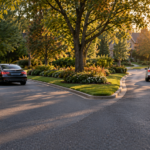Two cars taking separate paths in a Maryland neighborhood